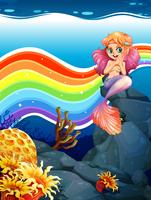 Rainbow and mermaid vector