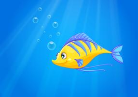 A hungry yellow fish under the sea  vector