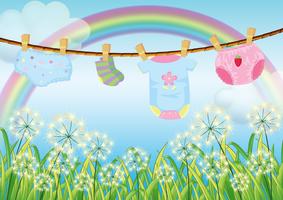 Hanging clothes for toddlers vector