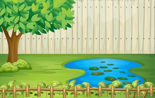 A tree, a pond and a beautiful landscape vector