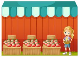 A girl selling tomatoes vector