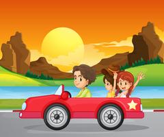 A boy travelling with two cute girls vector
