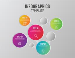 Plantilla de diseño de infografías de vector con etiqueta de papel colorido 3d