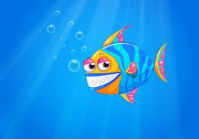 Un gran pez sonriente en el océano. vector