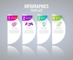 Elementos de infografía con 4 pasos para el concepto de presentación, gráfico de planificación de negocios, línea de tiempo de procesamiento. ilustración vectorial vector