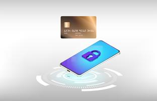 Vector of using credit card online shopping on smartphone concept on white background.