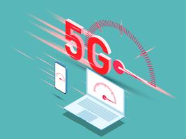 Vector de la nueva 5ta generación del concepto de internet, velocidad de la red 5G internet inalámbrica.