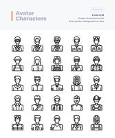 Detailed Vector Line Icons Set of People and Avatar. 64x64 Pixel Perfect and Editable Stroke.