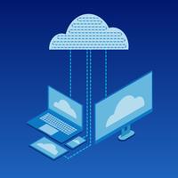 Cloud services Isometric flat icon design