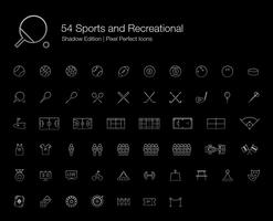 Iconos perfectos de píxeles deportivos y recreativos (estilo de línea) Edición de sombras. vector