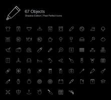 Objects Pixel Perfect Icons line style Shadow Edition. vector