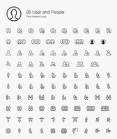 95 User and People Pixel Perfect Icons Line Style.  vector