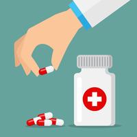 Pills icons red and white  vector