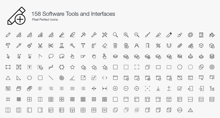 158 Software Tools and Interfaces Pixel Perfect Icons Line Style. 