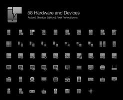 58 Hardware and Devices Pixel Perfect Icons Filled Style Shadow Edition. vector