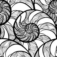 Abstract spiral seamless pattern. Wave nautilus marine background vector