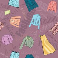 Fashion cloth seamless pattern. Retail women dress sale background vector