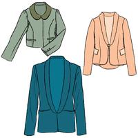 Conjunto de ropa de moda. Ropa de chaqueta de mujer. Suéteres de mujeres. vector