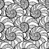 Abstract spiral seamless pattern. Wave nautilus marine background vector