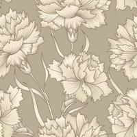 Modelo inconsútil retro floral. Flor de fondo grabado. vector