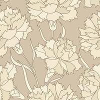 Floral retro seamless pattern. Flower engraved background.