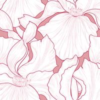 Floral seamless pattern. Flower petal engraving background. vector