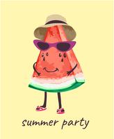 watermelon in summer costume cartoon illustration vector