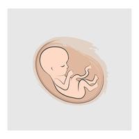 Signo de feto. Icono fetal. Embrión de diez semanas. Etapa de embarazo vector