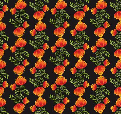 Swirl floral seamless pattern. Ornamental background in russian style.