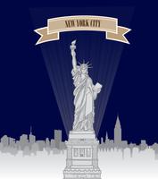 New York City, USA skyline. American city, Liberty monument vector