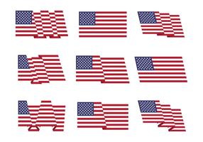 American Flag Set Vector 