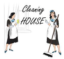 Cleaning service. Women, cleaning room. maids service vector