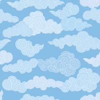 Abstract swirl cloud seamless pattern. Blue sky background vector