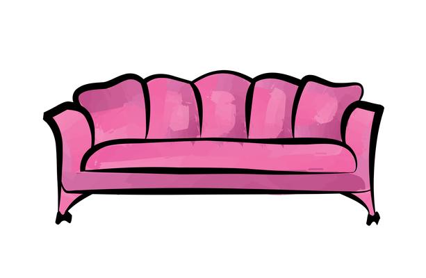 Sofa furniture sign. Interior detailed couch illustration.