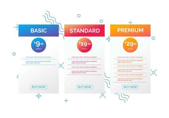 Pricing Table Vector Illustration