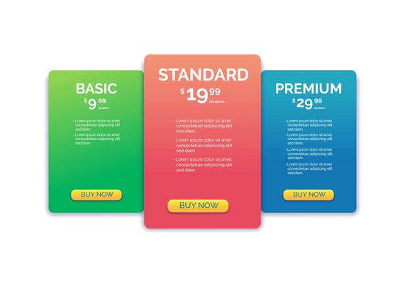 Pricing Table Vector Illustration