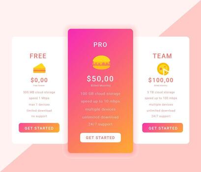 Modern Pricing Table vector