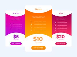 Pricing Table Vector Template