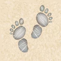 Foot step pebble stone. Summer holiday beach background. vector