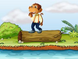 A monkey standing on a log vector