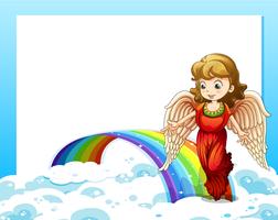 An empty template with a rainbow and an angel vector