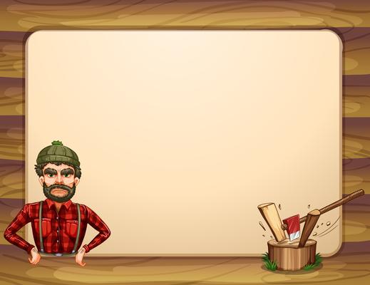 An empty wooden frame template with a lumberjack