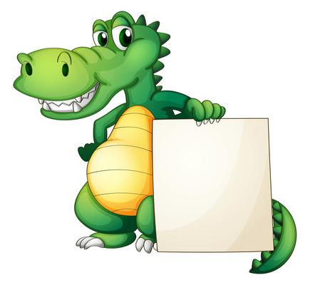 A crocodile holding an empty board