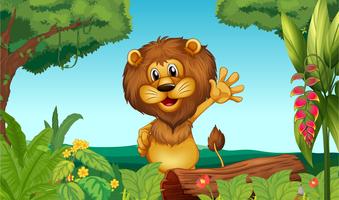 A happy lion in the forest vector
