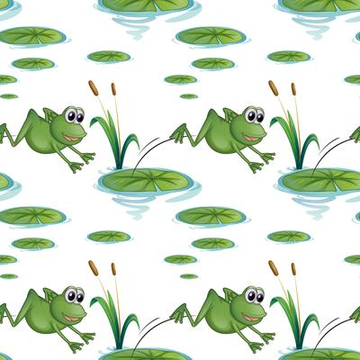 Seamless design with frogs at the pond