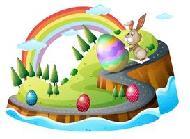 Easter day with easter eggs vector