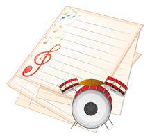 An empty music paper with a drum vector