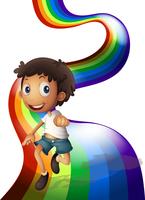 A boy dancing above the rainbow vector