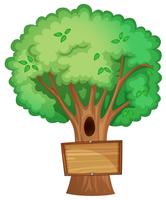 Wooden sign on the tree vector