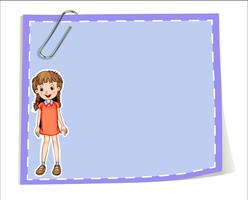 An empty paper template with a young girl smiling vector